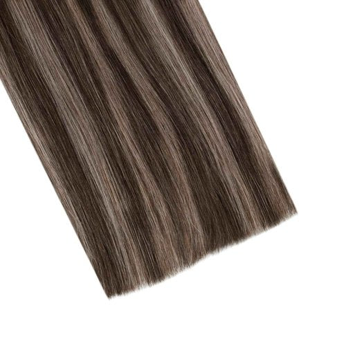 Ugeat Ombre Tape in Hair Extensions Human Hair Ombre Tape in Hair Extensions Balayage Dark Brown Mix Ash Brown Quick Wear for Daily Life 20 Inch 50G 20Pcs