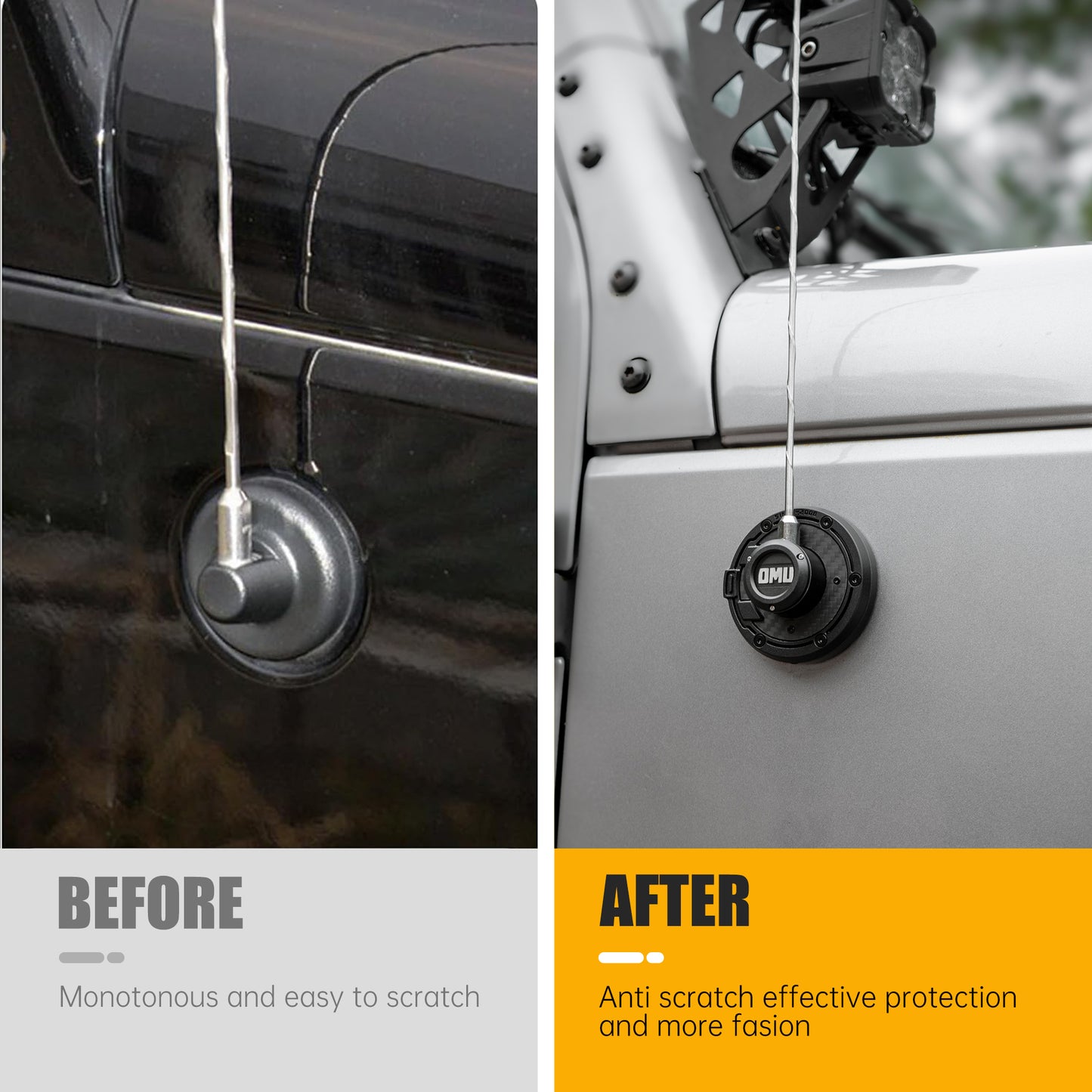 Aluminum Antenna Base Cover for Jeep Wrangler & Gladiator - Black