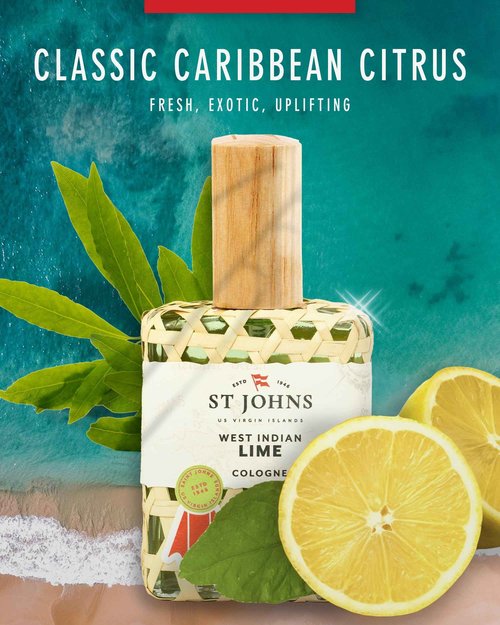 West Indian Lime Cologne for Men. 4 Oz Spray Cologne Fresh Lime in Signature Bottle. St Johns Fragrance Company