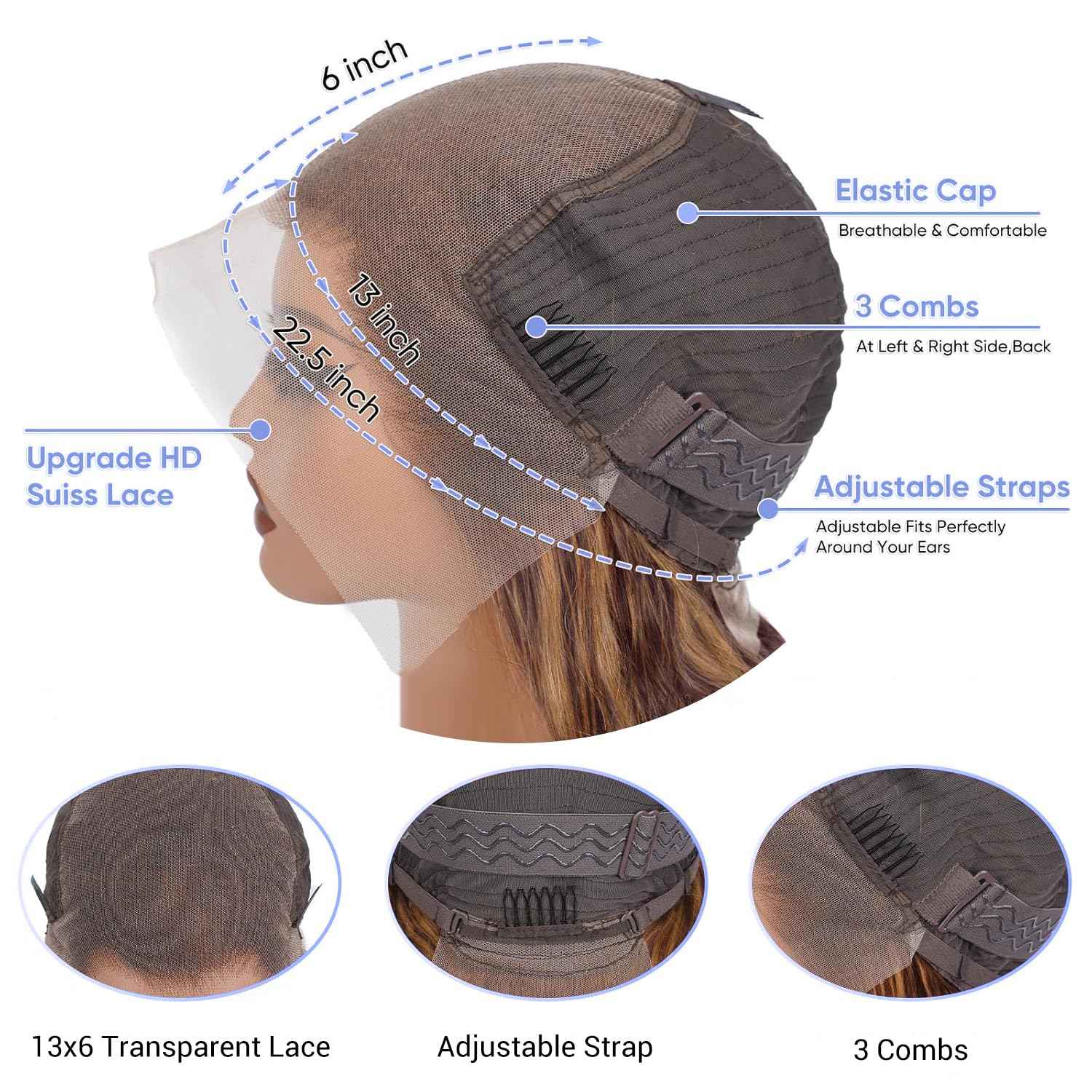 30Inch Honey Blonde Ombre Lace Front Wig Human Hair 13x6 Body Wave HD Lace Frontal Wigs 427 Wigs Human Hair for Women Highlight Wig Pre Plucked With Baby Hair 220% Density