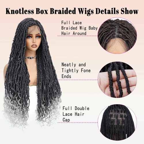 ROSEBONY 36" Full Lace Goddess Faux Locs Wig for Black Women Premium Hand-Braided Japanese Synthetic Fiber Wigs with Baby Hair Glueless Design Goddess Inspired Style Wigs with Curly Ends