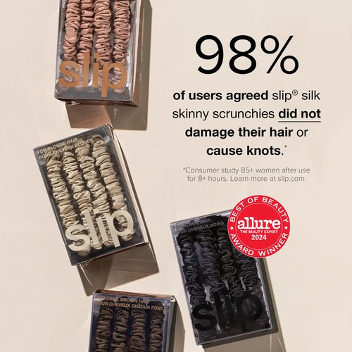 slip Skinny Scrunchies in Holiday Cracker Packaging: Anti-Crease, Anti-Breakage Slipsilk™ Design Protects Delicate Hair | Includes 10 Pure Silk Scrunchies, Jean