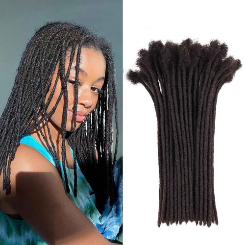 Orientdreads 100% Loc Extensions Human Hair, 8Inch 0.4cm 60 Strands Handmade Dreadlock Extensions for Men Women Kids (#Natural Black)