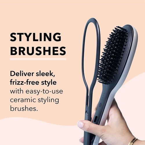 InStyler Straight Up Max Ceramic Straightening Brush - Detangling Hair Brush Straightener with Powerful Ceramic Heated Plates for Smooth, Frizz-Free Hair - For Thick, Curly & Wavy Hair Types