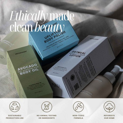 METABLESSED Superfood Skincare Bundle | Organic Oatmeal Lotion & Avocado Dry Body Oil - Sensitive Skin Friendly, Plant Based Clean Beauty