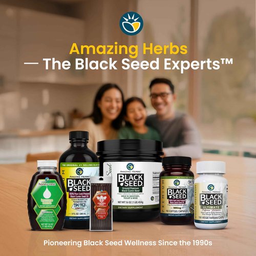 Amazing Herbs Premium Black Seed Oil - Cold Pressed Nigella Sativa Aids in Digestive Health, Immune Support, Brain Function, Joint Mobility, Gluten Free, Non GMO - 32 Fl Oz