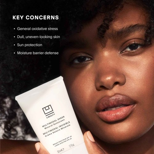 U Beauty Multimodal Sheer Facial Mineral Sunscreen SPF 25 with Non-Nano Zinc Oxide SPF Filter, plus Clary Sage and Pongamia Pinnata Seed Extracts for Brighter-Looking Skin with an Airbrush Finish
