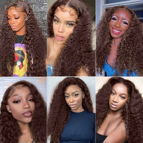 Fabimiya 22 24 26 Inch Human Hair Bundles Brown 4# Water Wave Bundles Human Hair Unprocessed Soft Sewn In Hair with Double Weft for Black Women