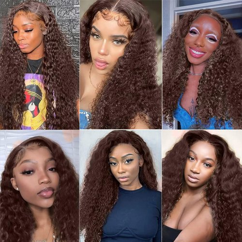Fabimiya 16 18 20 Inch Human Hair Bundles Brown 4# Water Wave Bundles Human Hair Unprocessed Soft Sewn In Hair with Double Weft for Black Women