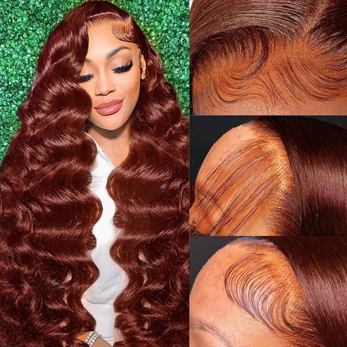 Uveous 28 Inch Reddish Brown Lace Front Wigs Human Hair 13x6 Body Wave Lace Front Wig 180% Density #33 Glueless Wigs Human Hair with Baby Hair Pre Plucked