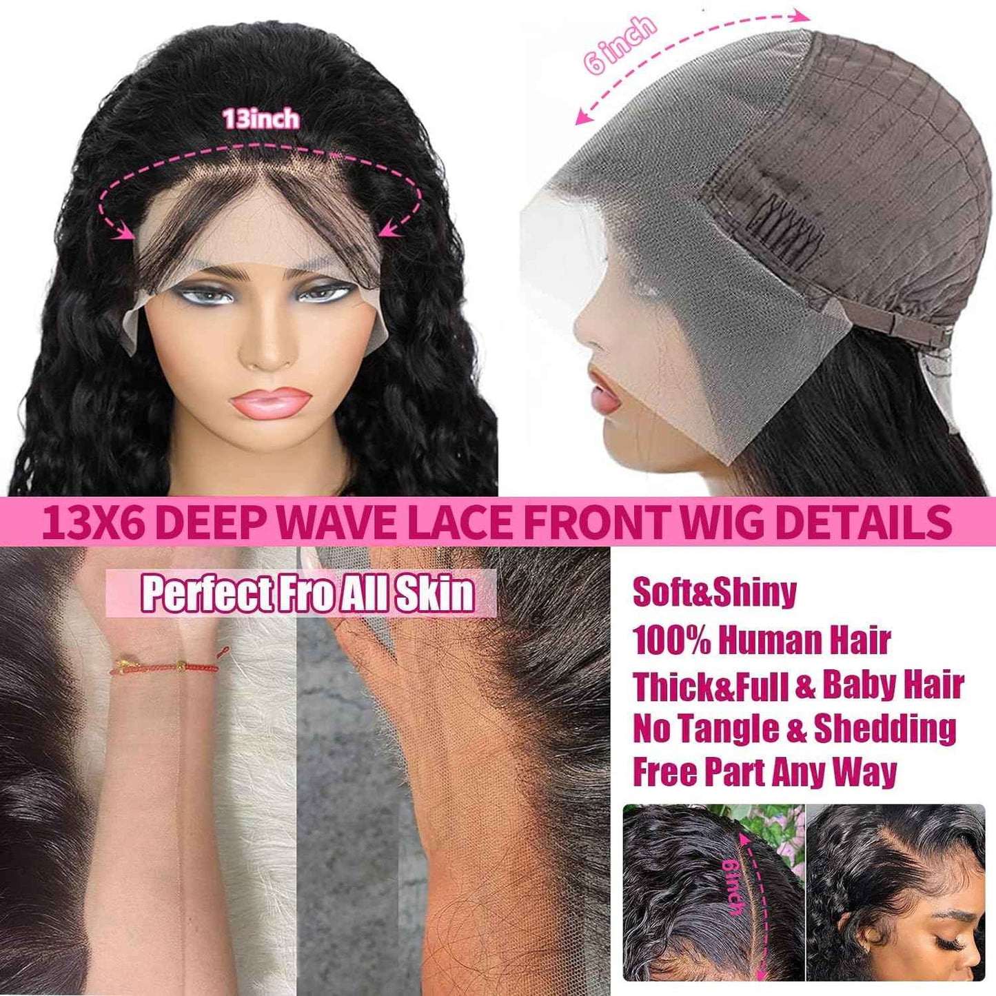 Kucmir 30 Inch Wigs Human Hair 13x6 Lace Front Wigs Human Hair Pre Plucked Deep Wave Lace Front Wigs Human Hair for Women Wigs Human Hair with Baby Hairline