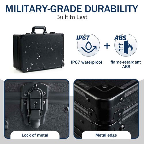 MoyRetty Professional Barber Case with Cap Clear dustproof, Barber Suitcase 6 Clipper Slots & 8 Shear Holders, 17.13" Portable Aluminum Organizer for Hair Stylists & Pet Groomers