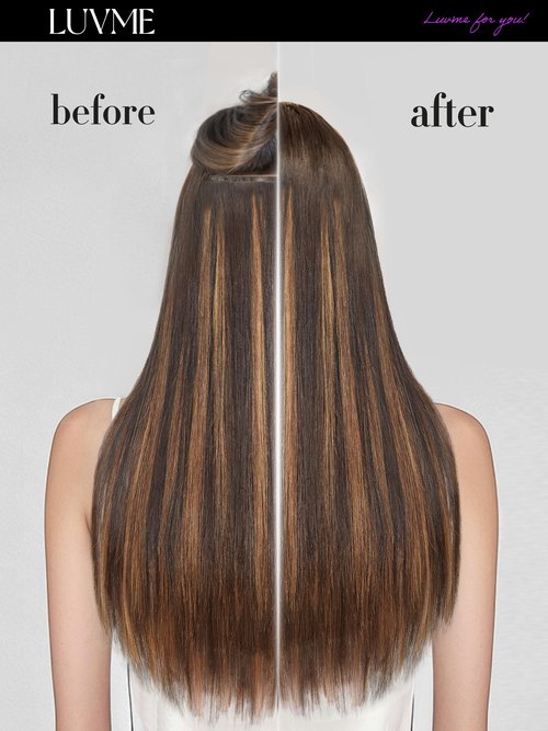 LUVME Straight Seamless 14inch 110g 7Pcs Clip in Hair Extensions Full Max Remy Human Hair Extensions, Highlight Color 100% Real Soft