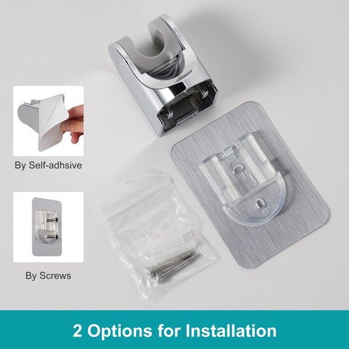 GwernKB Shower Head Holder Strong Adhesive No Drilling Wall Mount Adjustable Handheld Showerhead Bracket for RV Kids Bathroom Shower,Fix Firmly and Use Conveniently (Black, 1)