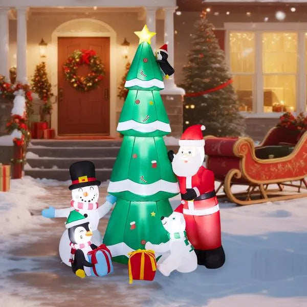 7.5FT Inflatable Christmas Decoration with Santa & Snowman
