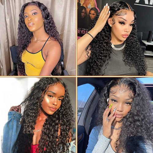 Edwad Deep Wave Lace Front Wigs Human Hair 28 inch 180 Density 13X4 HD Deep Curly Lace Front Human Hair Wig Lace Frontal Wigs for Women