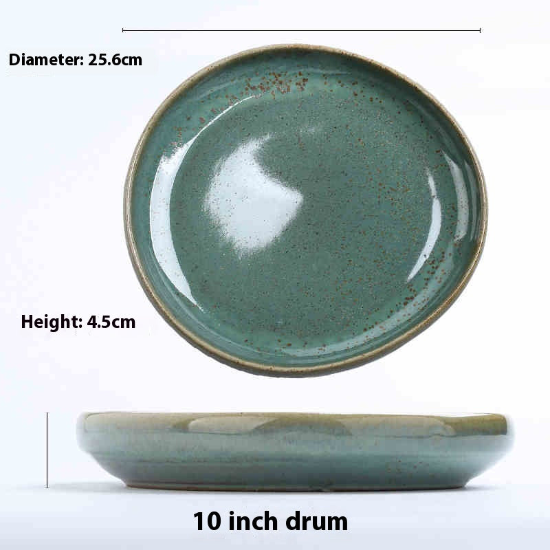 Creative Irregular Ceramic Plate - Retro Tableware for Dining, Small to Large Sizes