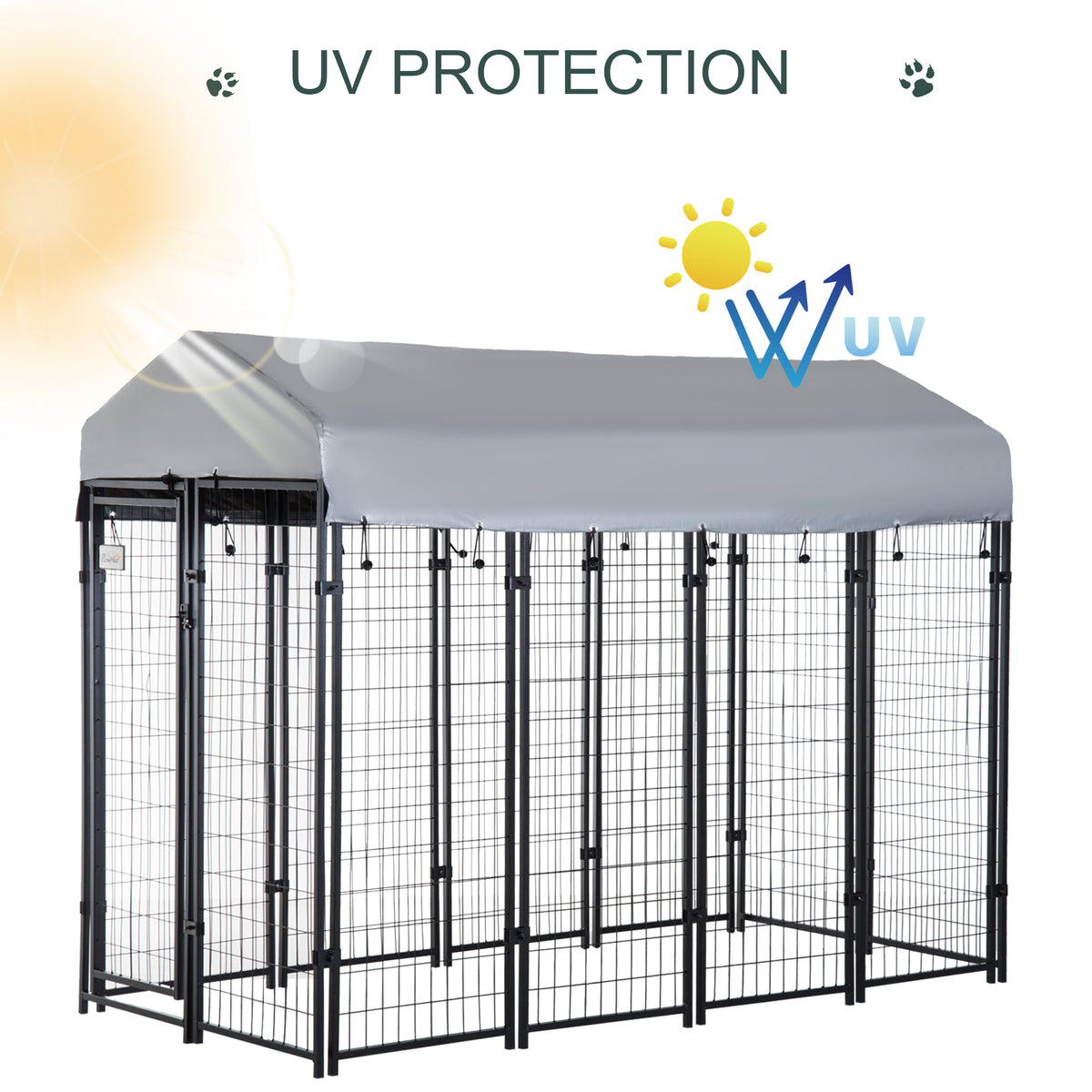 Heavy Duty Outdoor Dog Kennel with Roof, UV-Resistant Waterproof Cover, Large Enclosure for Large Dogs