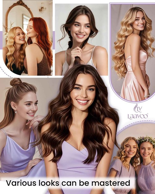 LaaVoo Human Hair Clip in Extensions Light Brown to Ash Blonde Mix Platinum Blonde Balayage Clip in Hair Extensions 22Inch Ombre Blonde Hair Extensions Clip ins Silky Straight 5pcs/80g