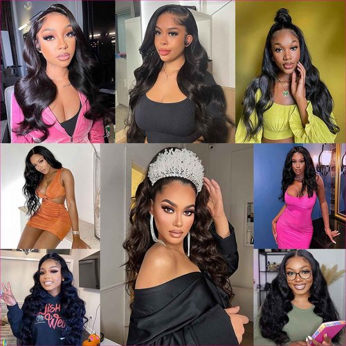 Smilulu 28 Inch 13x4 Lace Front Wigs Human Hair Body Wave Lace Front Wigs Human Hair Pre Plucked 13x4 Hd Lace Frontal Wigs Hd Lace Front Wigs for Black Women 180% Density