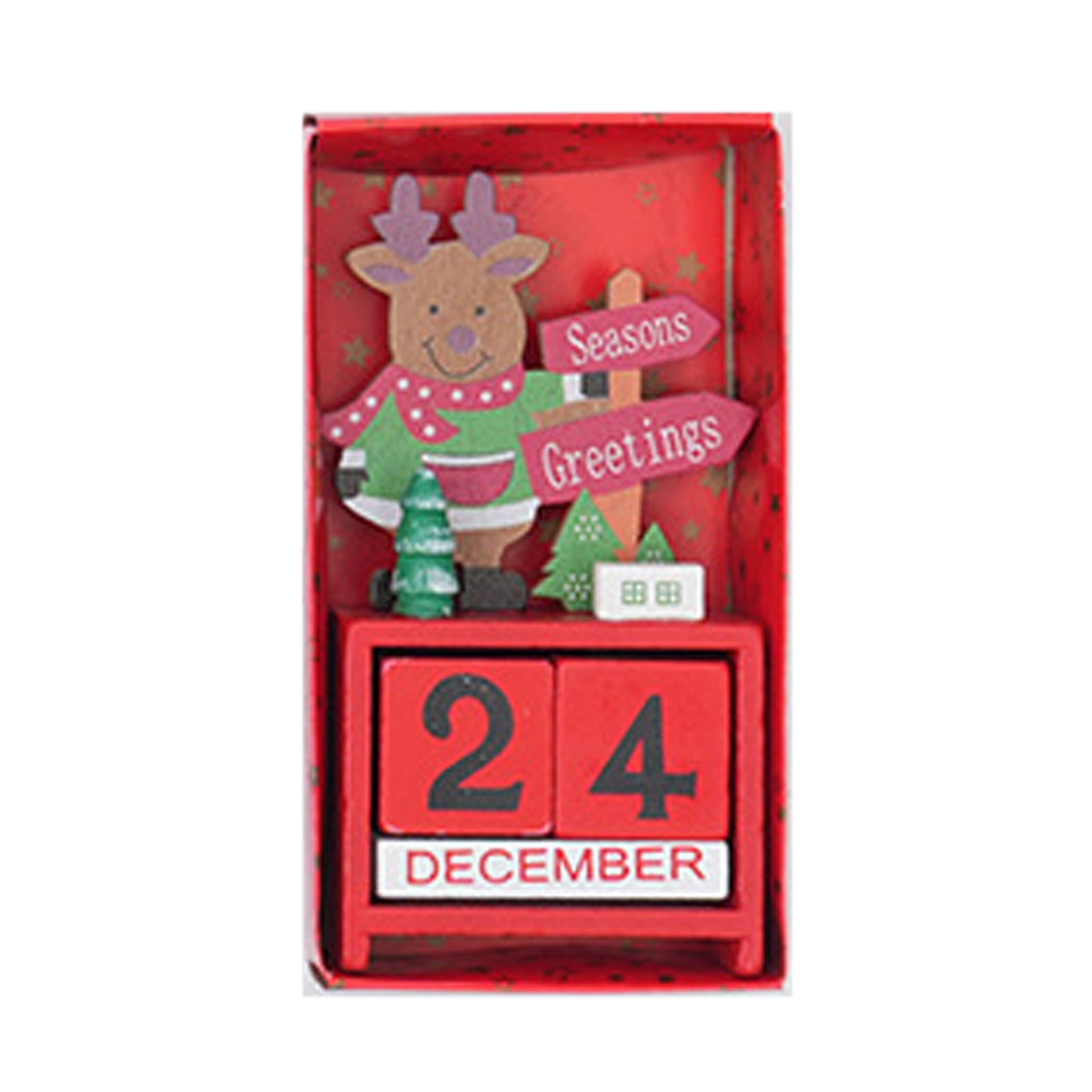 Xmas Desk Calendar - Wooden Block Tabletop Decoration