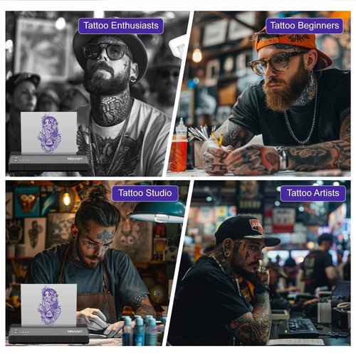 Tattoo Stencil Printer Bluetooth Thermal Stencil Printer for Tattooing Wireless Tattoo Machine Kit with 10 Transfer Paper Compatible with Smartphone & PC for Tattoo Artists & Beginners