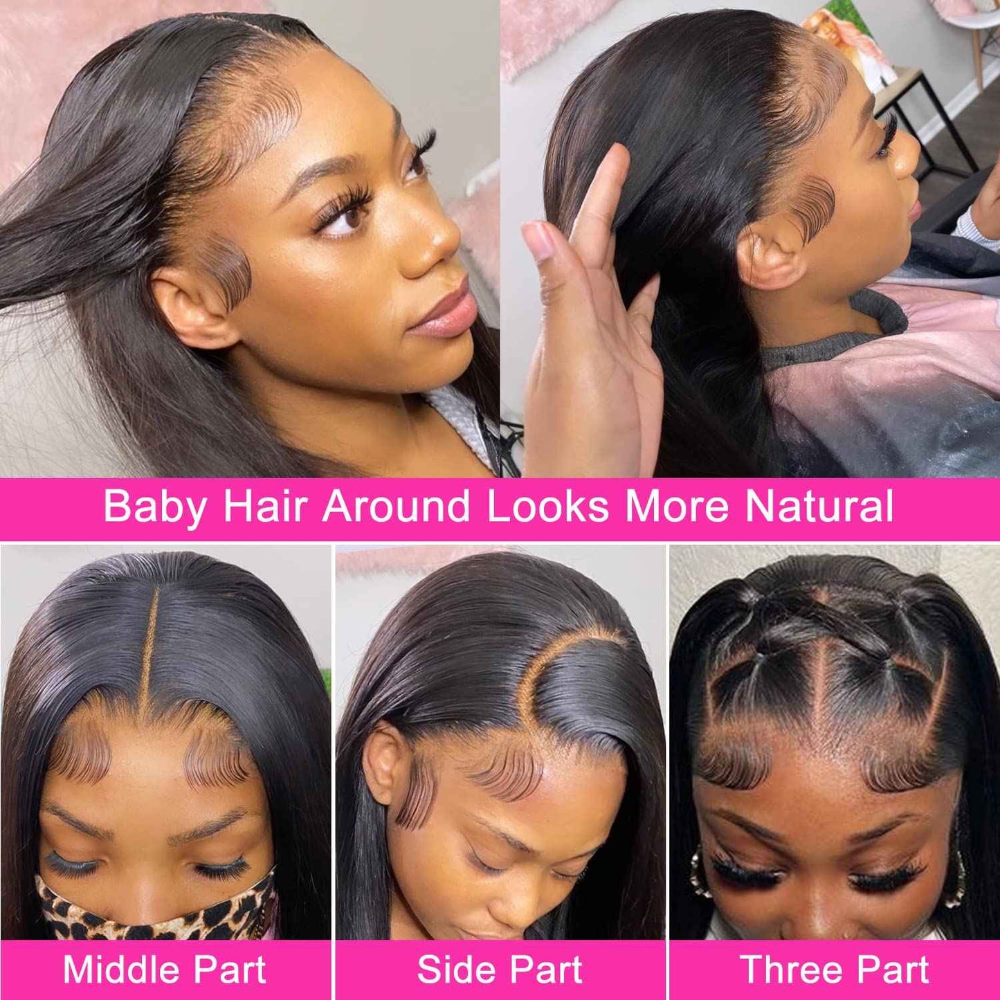mengkai 13X6 Straight Lace Front Wigs Human Hair Pre Plucked with Baby Hair 13x6 HD Transparent Lace Frontal Wigs Human Hair 180% Density Straight Human Hair Wig for Women 30 Inch Glueless Wigs