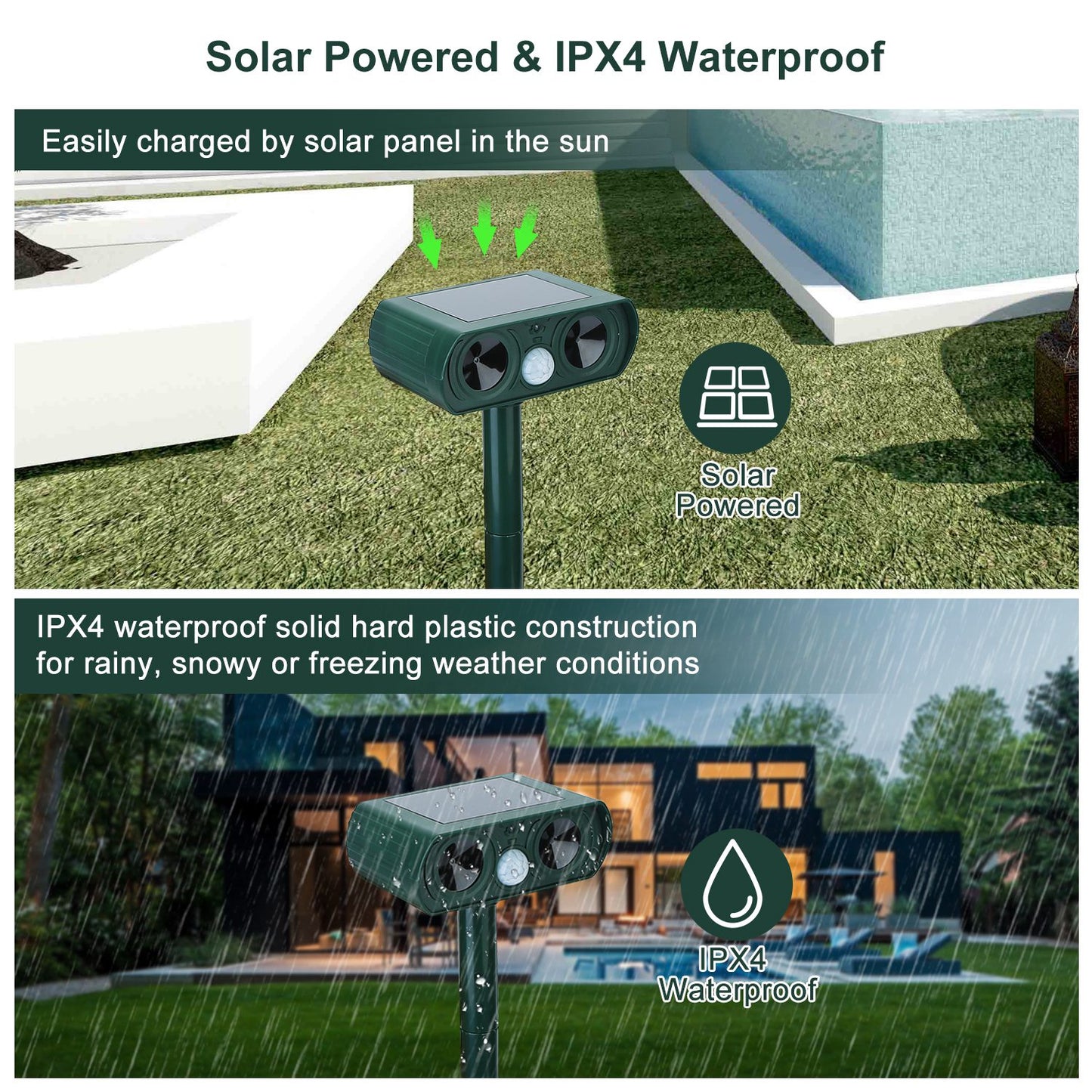 Ultrasonic Animal Repeller - Solar Powered Motion Sensor