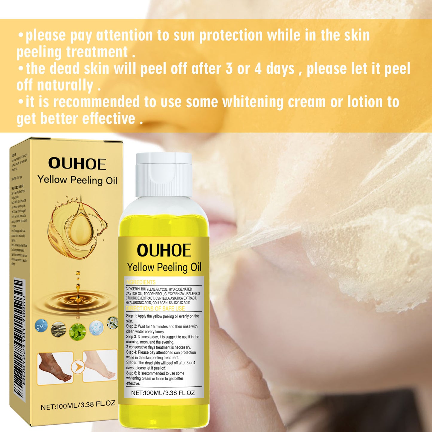 Yellow Exfoliating Oil for Body - Hydrating & Brightening Skin Care 100ml
