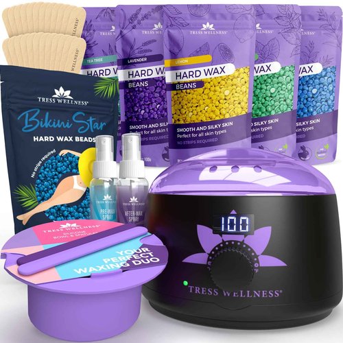 Tress Wellness Wax Warmer Kit with Silicone Wax Melting Bowl and Bikini Wax