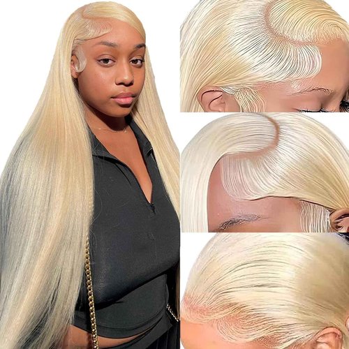 Blonde Lace Front Wigs Human Hair, 28inch 13x4 Blonde Wig Human Hair, 613 Lace Front Wig Human Hair, 100% Human Hair Wig, 180% Density Premium 613 HD Lace Frontal Wig Pre Plucked with Baby Hair