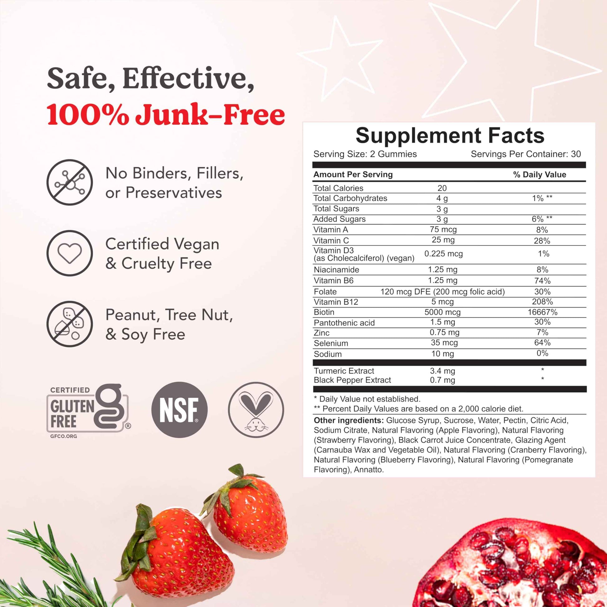 HAIRtamin Vegan Gummy Stars Hair Vitamins | Non-GMO | Natural Biotin Hair Vitamin Gummies to Maintain Healthy Hair Skin & Nails | Multivitamin Supplement to Help Maintain Healthy Looking Hair (3-Pack)