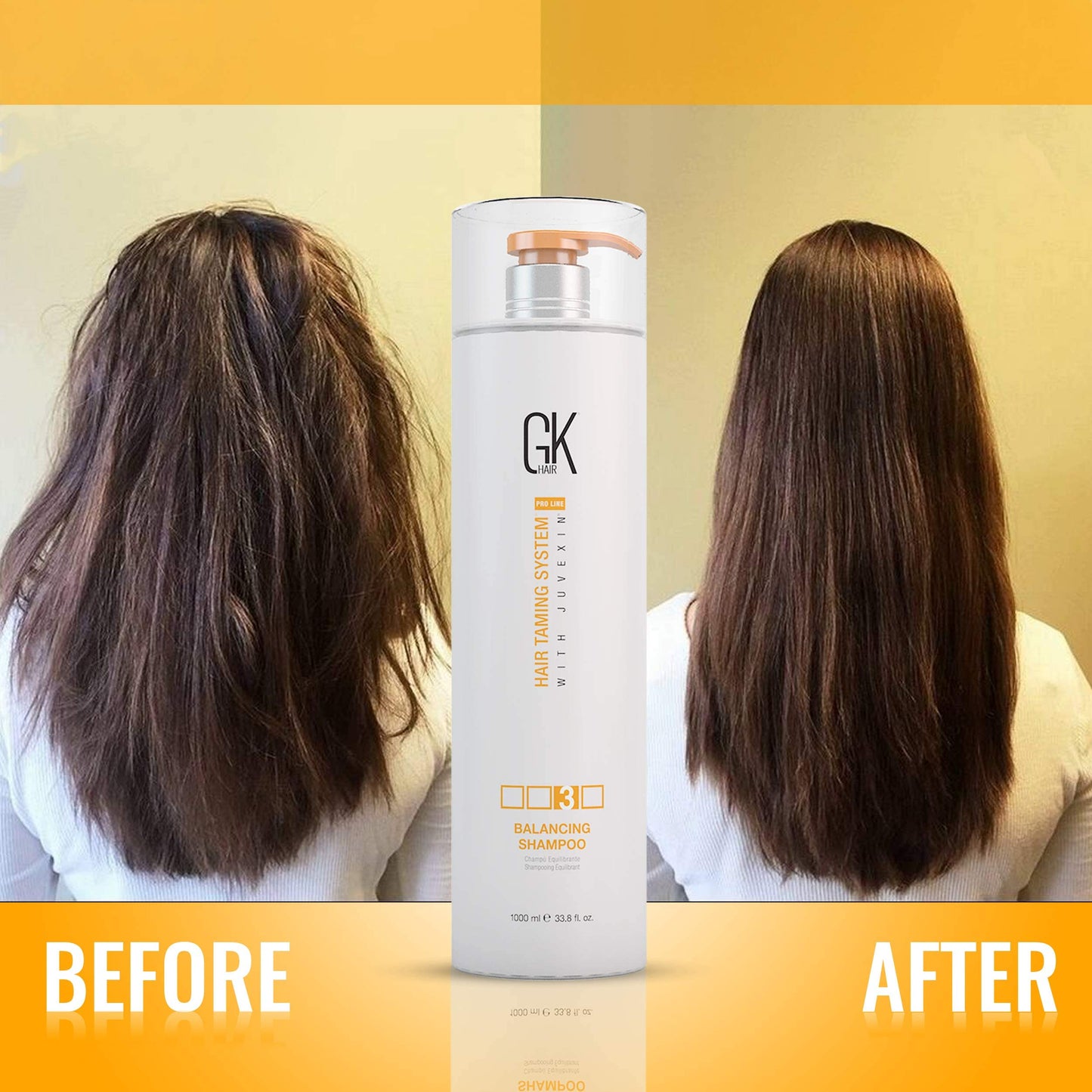 GK HAIR Global Keratin GKhair Balancing Shampoo - (1000ml/33.8oz) Global Keratin Leave in Conditioner Cream For Detangling Smoothing Strengthening 130ml