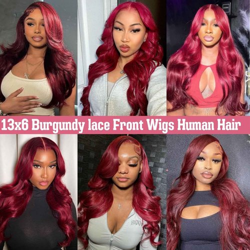 MAKATI 26 Inch 99j Burgundy Lace Front Wigs Human Hair 13x6 HD Transparent Burgundy Wig Human Hair Pre Plucked Body Wave Lace Front Wigs for Black Women