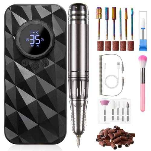 Sunvivi Electric Nail Drill , 40000RPM Powerful Electric Nail File Portable Nail Drill with 11 Drill Bits Rechargeable Efile for for Acrylic Nails Gel Polishing