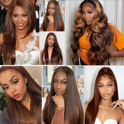 Habiliana Bundles Human Hair 22 24 26 Inch Straight Dark Brown 4 Human Hair Bundles 11A Unprocessed Brazilian Virgin Quick Weave Hair Extensions for Black Women