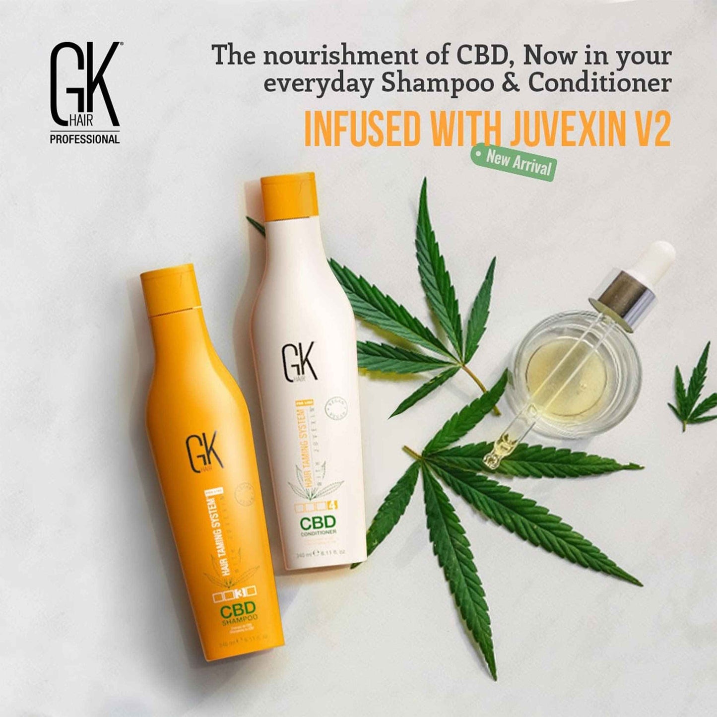 GK HAIR Hemp Shampoo and Conditioner Sets Hydrating Strengthening Color Treated Damaged Repair Provides Nourishing & Shine Natural Organic Vegan Sulfate Paraben Free (Duo)