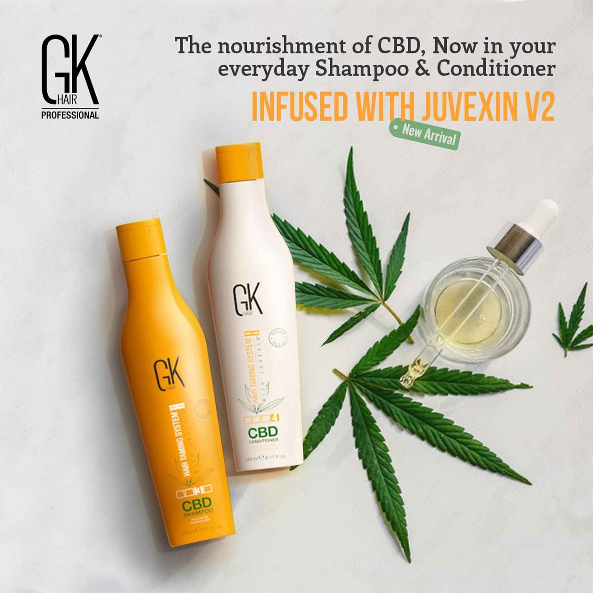 GK HAIR Hemp Shampoo and Conditioner Sets Hydrating Strengthening Color Treated Damaged Repair Provides Nourishing & Shine Natural Organic Vegan Sulfate Paraben Free (Duo)