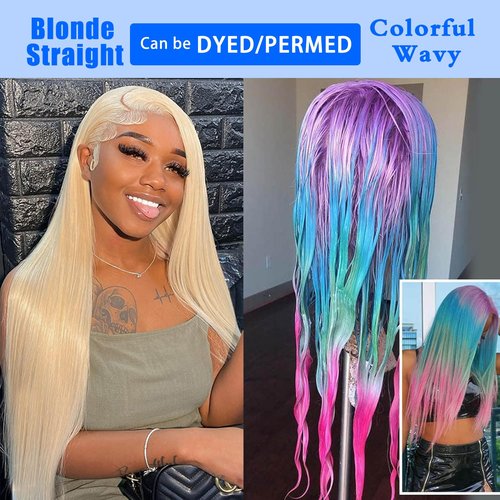 613 Lace Front Wig Human Hair 13x6 Transparent Straight Blonde Lace Front Wigs Human Hair 180% Density Guleless Wigs Human Hair Pre Plucked 613 HD Lace Frontal Wigs For Women 28inch