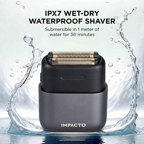 COCCO IMPACTO Shaver, Hygienic Gold Foil Triple Blade, White, Wet & Dry Use, Magnetic Replaceable Head, Intelligent Accelerator, 90 Min Run Time (Gray)