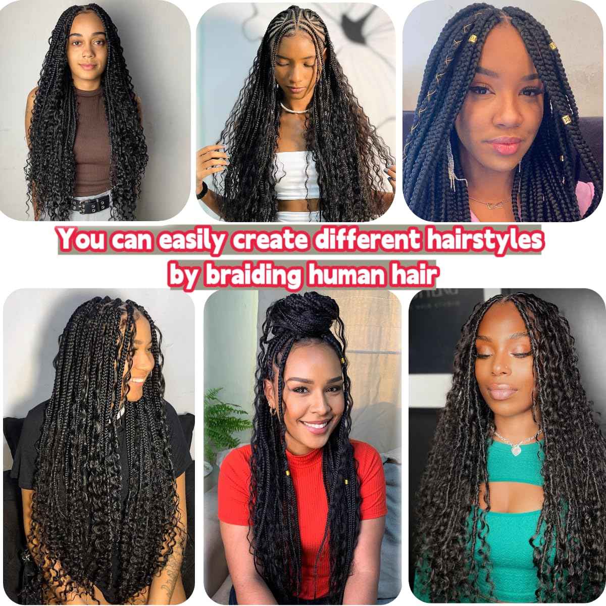 Human Braiding Hair Deep Wave Bulk Human Hair for Braiding Bohemian Knotless 2 Bundles 100g 20Inch No Weft 10A Brazilian Virgin Human Hair Extensions Curly Bulk Human Hair for Boho Braids