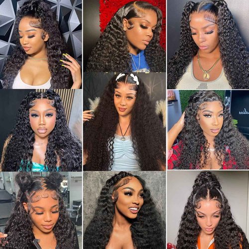 Leximi 18 Inch Deep Wave Lace Front Wigs Human Hair 13x6 HD Lace Frontal Wigs Human Hair Pre Plucked Deep Curly Lace Front Wigs For Women