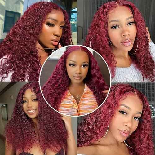 Fabimiya Bundles Human Hair Deep Wave Burgundy 99J Human Hair Bundles Unprocessed Brazilian Virgin Hair Bundles Burgundy 99J Human Hair Bundles Quick Weave Hair Extension