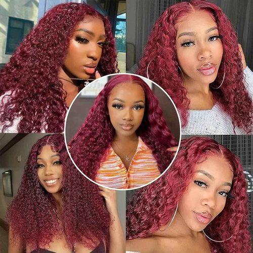 Fabimiya Bundles Human Hair Deep Wave Burgundy 99J Human Hair Bundles Unprocessed Brazilian Virgin Hair Bundles Burgundy 99J Human Hair Bundles Quick Weave Hair Extension