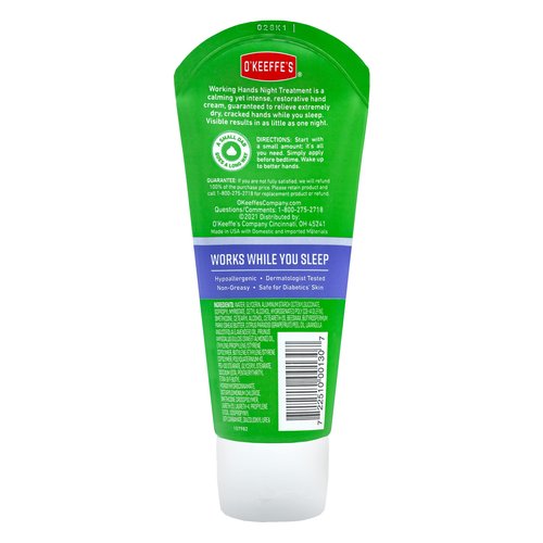 O'Keeffe's Working Hands Night Treatment Hand Cream; 3 oz Tube; (Pack of 5)