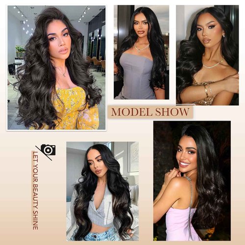 RISBERT 30 Inch 13x6 Lace Front Wigs Human Hair 200 Density Body Wave HD Lace Frontal Wigs Human Hair Pre Plucked with Baby hair Natural Color Glueless Wigs for Women