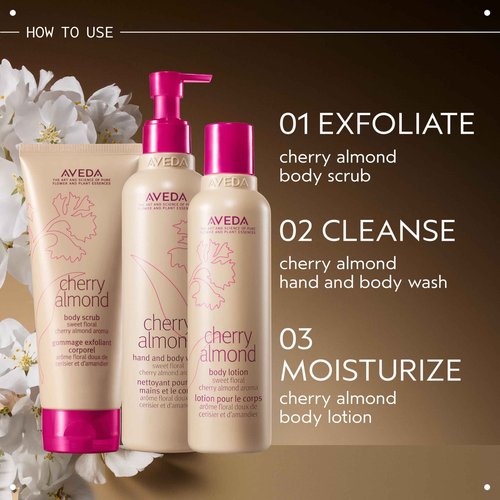 Aveda Cherry Almond Hand & Body Wash |with Sweet Almond Oil, Cherry Blossom Extract | Sweet Floral Aroma of Tonka Bean, Certified Organic Orange, Ylang Ylang | 97% Naturally Derived*, 33.8 Fl Oz