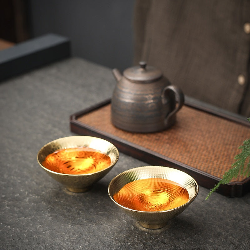 Ceramic Tea Cup Gilding Temmoku Style Tea Bowl for Kung Fu Tea Set - Xiangyun Color