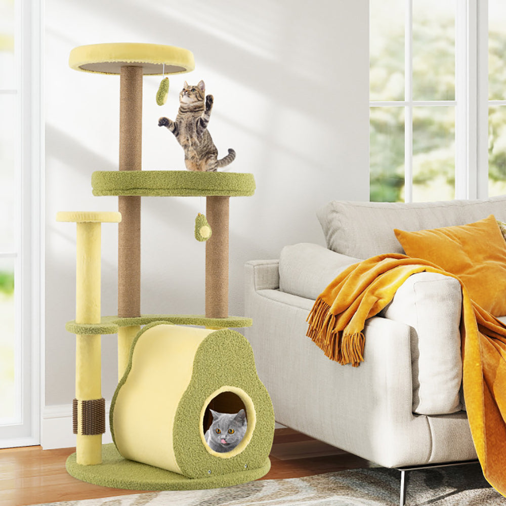 Freestanding Multi-Level Cat Tower with Private Condo & Avocado-Shaped Platform