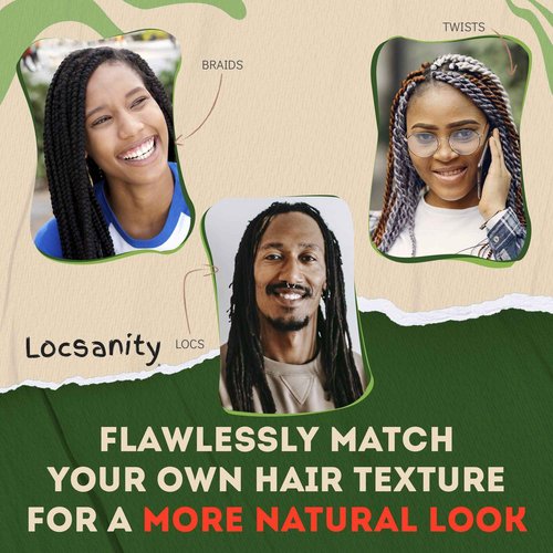 Locsanity Afro Kinky 100% Bulk Natural Human Hair - Braiding Hair for Dreadlocks, Loc Repair, Dreadlock Extensions, Twists, Braids - 16 Inches Long, 1 Oz